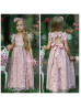 Mauve Lace Floor Length Keyhole Back Country Flower Girl Dress